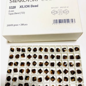 10pcs Swarovski® Topaz Blend  5328  XILION Bicone Beads  -  Fully drilled -  8mm size