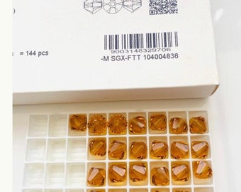 5pcs Swarovski® Topaz Bicones  Beads -    Fully drilled - Ref:5328 craft