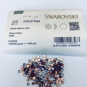 50pcs Swarovski® Smokey Mauve Hotfix stones ss16 Rhinestones flatback ss16 4mmk ref:  2038