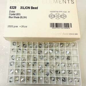 10pcs Swarovski® Crystal Blue shade  5328 XILION Bicone Beads  -  Fully drilled -  8mm size