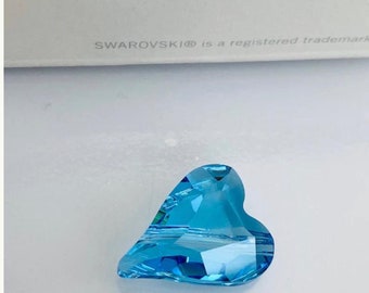 1pc Original Swarovski®  Aquamarine 17mm Wild heart Bead    ref  :5743 craft