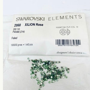 50pcs Swarovski Peridot ss10 Rhinestones  Non Hotfix flatback  ref: 2058