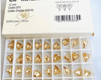 2 stuks originele Swarovski® 12 mm-hanger met wild hart gouden schaduw ref: 6240 craft