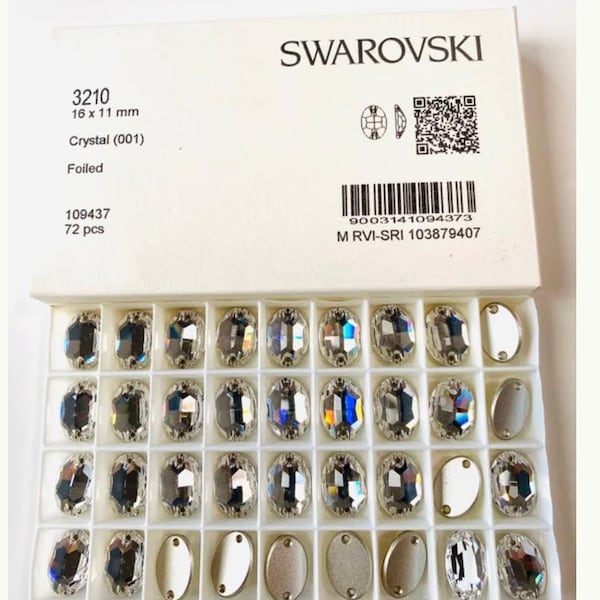 1 Stück Swarovski® Crystal 16x11mm Ovale Sew-on Steine Zwei Löcher Flatbacks Strass und Stoff ref: 3210 Handwerk