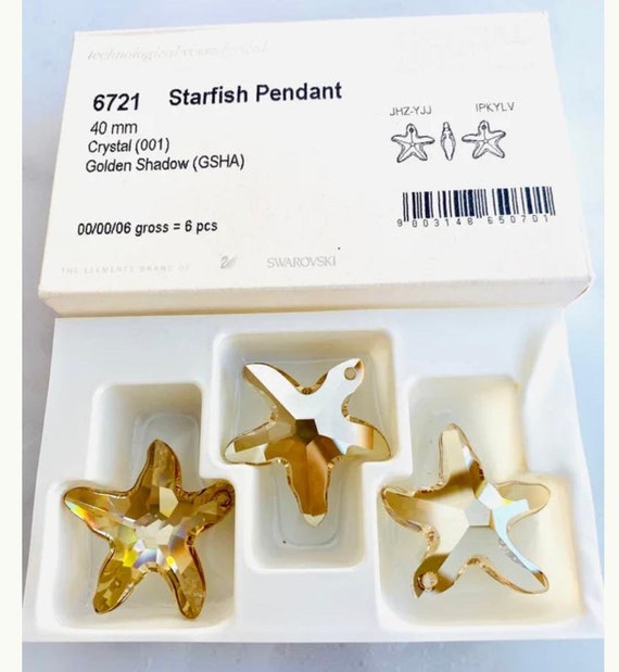 1pc Original Swarovski® 40mm Starfish Pendant Crystal Golden