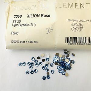 50pcs Swarovski® Light Sapphire stones ss20 Rhinestones flatback Non Hotfix 5mm Lead Free