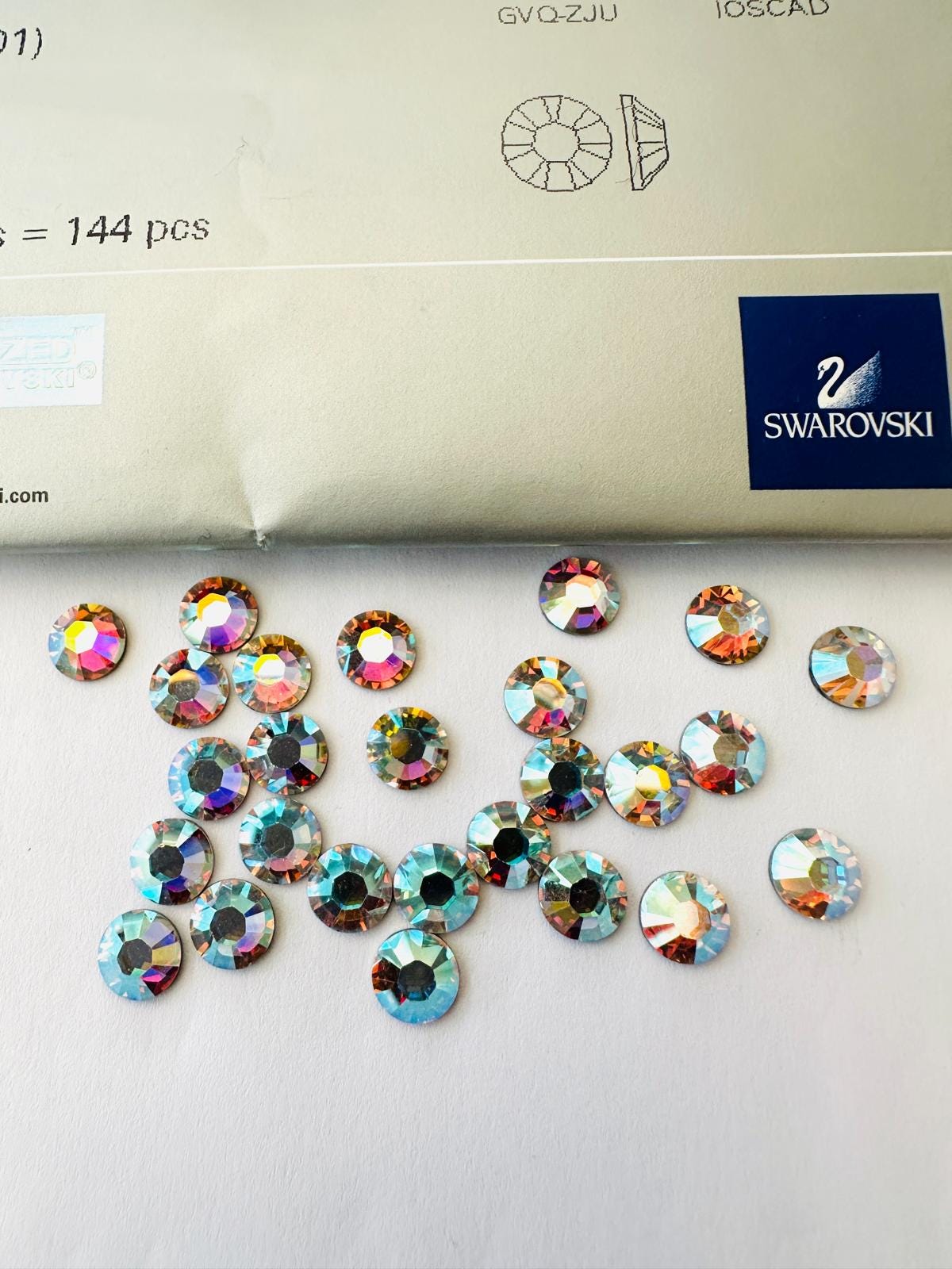 12pcs Swarovski® AB Crystal Ss34 Rhinestones Hotfix Flatback Ref
