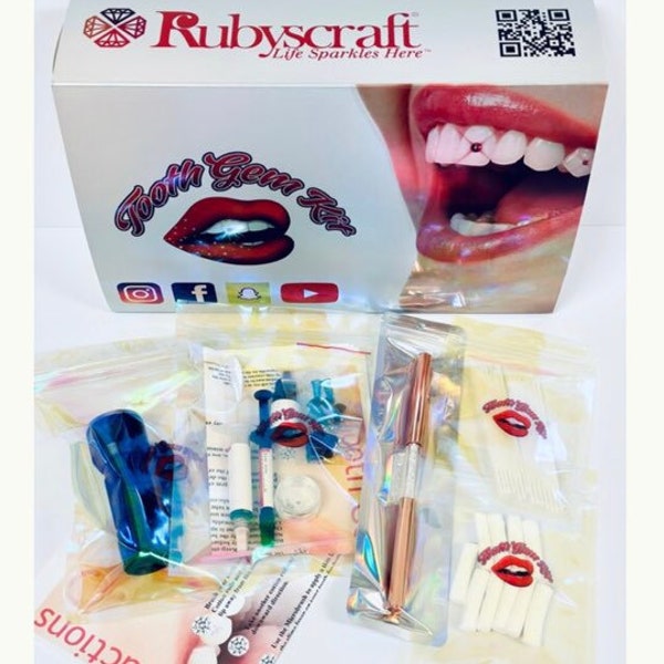 Kit de gemmes dentaires professionnel à durée limitée avec gemmes de cristal Swarovski ® (édition argent) avec kit adhésif pour seringue complet BOX