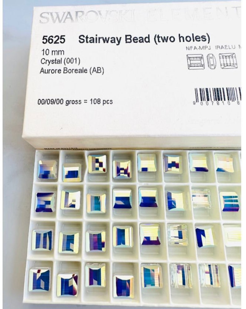 2pc Original Swarovski® AB Crystal 10mm Stairway 2 Holes Bead Ref :5625 ...