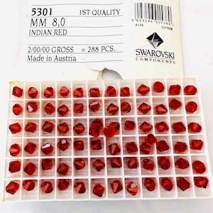 10pcs Swarovski® Indian Red 5301 XILION Bicone Beads  -  Fully drilled -  8mm size