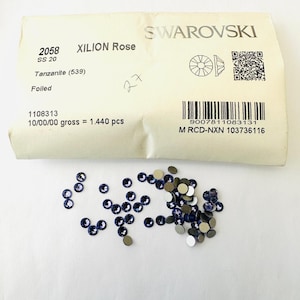 50pcs Swarovski® Tanzanite stones ss20 Rhinestones flatback Non Hotfix 5mm Lead Free