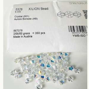 18pc Swarovski® 6mmAB Crystal Bicone Beads 5328 Irridescent Bicone Crystal Aurora Borealis