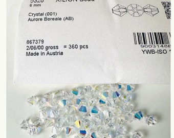 36 stuks echte Swarovski® 6 mm AB-kristallen bicone-kralen 5328 iriserende bicone-kristallen Aurora Borealis ambacht