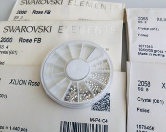 100pcs MIX Wheel Tooth Gem Swarovski® Crystal ss3, ss4,ss6, ss7, ss8 LEADFREE Non Hotfix foiled Rhinestones Flatback 20pcs eachref:2058 2000