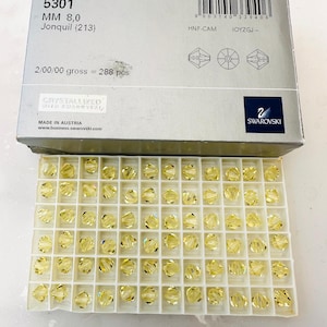 10pcs Swarovski® Jonquil 5301 XILION Bicone Beads  -  Fully drilled -  8mm size