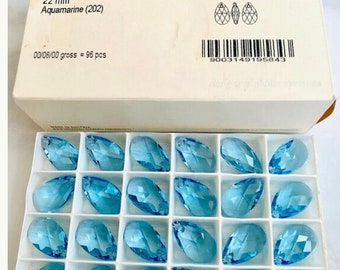 1 st originele Swarovski® 6106 aquamarijn amandel 22 mm druppelvorm