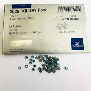 50pcs Swarovski® Aquamarine Hotfix stones ss16 Rhinestones flatback 4mm ref:  2028