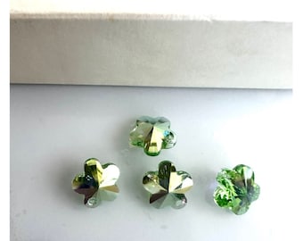 4pcs Original Swarovski® 12mm AB Peridot Flower Pendant ref:6744 craft