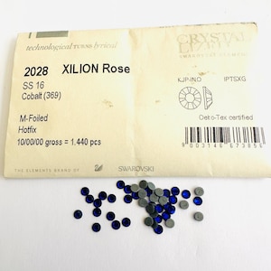 50pcs Swarovski® Cobalt stones ss16 HOTFIX Rhinestones flatback 4mm 2028