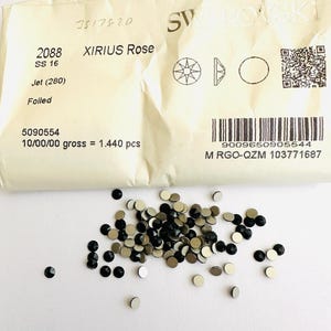 50pcs  Swarovski®  Jet Non Hotfix stones ss16 Rhinestones flatback 4mm 2088