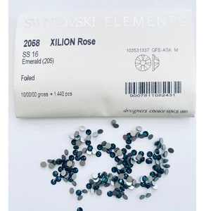 50pcs Swarovski® elements Emerald Flatback Xilion Rose ss16 2058 Foiled Non Hotfix Rhinestone