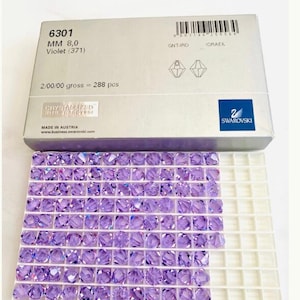 6pcs Original Swarovski® Violet 8mm Top Drilled Bicone Pendant  ref:  6301