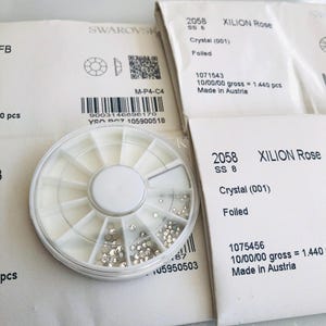 100pcs MIX Wheel Tooth Gem Swarovski® Crystal ss3, ss4,ss6, ss8 LEAD FREE Non Hotfix foiled ss8 Rhinestones Flatback ref :2058 craft
