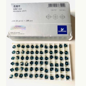 10pcs Swarovski® Montana  5301  XILION Bicone Beads  -  Fully drilled -  8mm size
