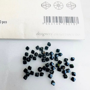 50pcs Swarovski® 4mm Jet Bicone Beads 5328 Bicone Crystal