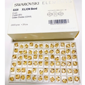10pcs Swarovski® Golden shadow  5328  XILION Bicone Beads  -  Fully drilled -  8mm size