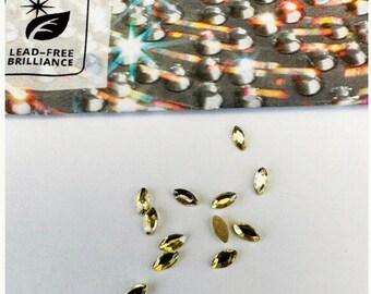 10pcs Tooth Gems Preciosa® Horse Eye JONQUIL Lead-Free Gems Non hotfix foiled 2x4mm Rhinestones Flatbacks Make your Tooth Butterfly craft