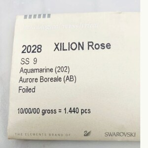 50pcs Tooth Gem Swarovski ® Lead free Aquamarine   AB  ss9 Rhinestones  Non Hotfix flatback  ref: 2028