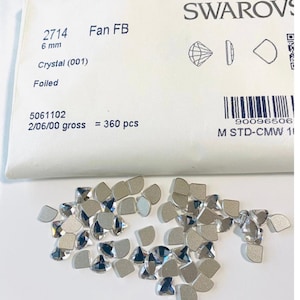 10pcs  Swarovski® FAN  Flatbacks  No-Hotfix Nail art 10x2 .8mm nail art rhinestones  Gem CRYSTAL ref: 2714