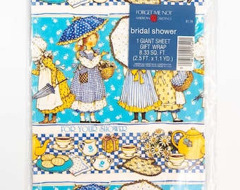 Vintage Bridal Shower Gift Wrapping Paper Forget Me Not American Greetings