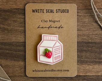 Strawberry Milk Car Magnet - Reusable Flexible Vinyl Bumper Sticker 5 Inch