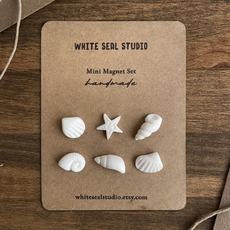 Mini Clay Magnet Set - Seashells - Handmade - Polymer Clay - Fridge ...