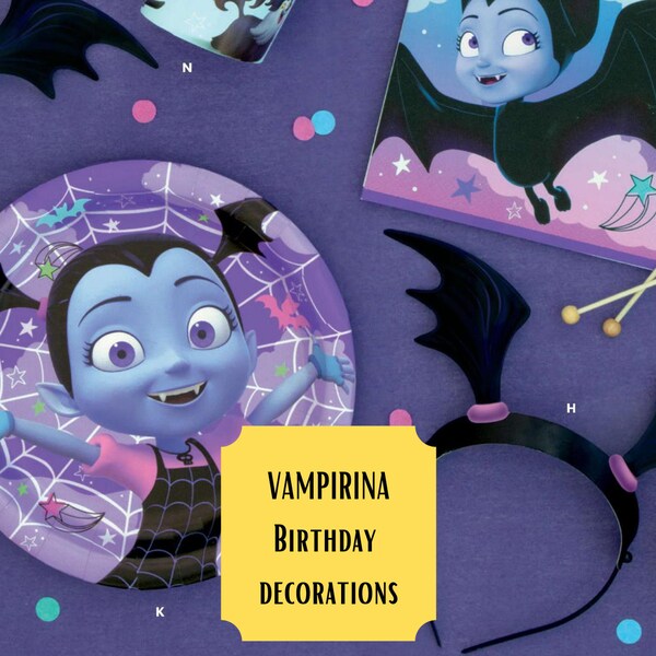 Vampirina birthday party decorations | Banner | Plates | Table cover | Vampirina party supplies | vampirina theme party | Vampirina plates