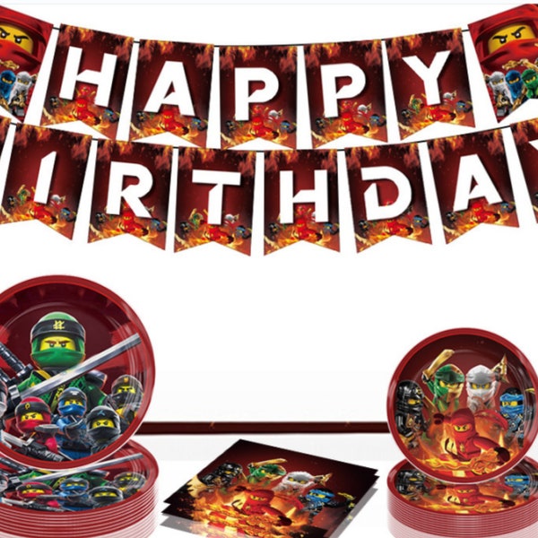 Ninja party decorations | birthday banner | Cake Topper | Cupcake toppers | balloons  | Cole | Zane