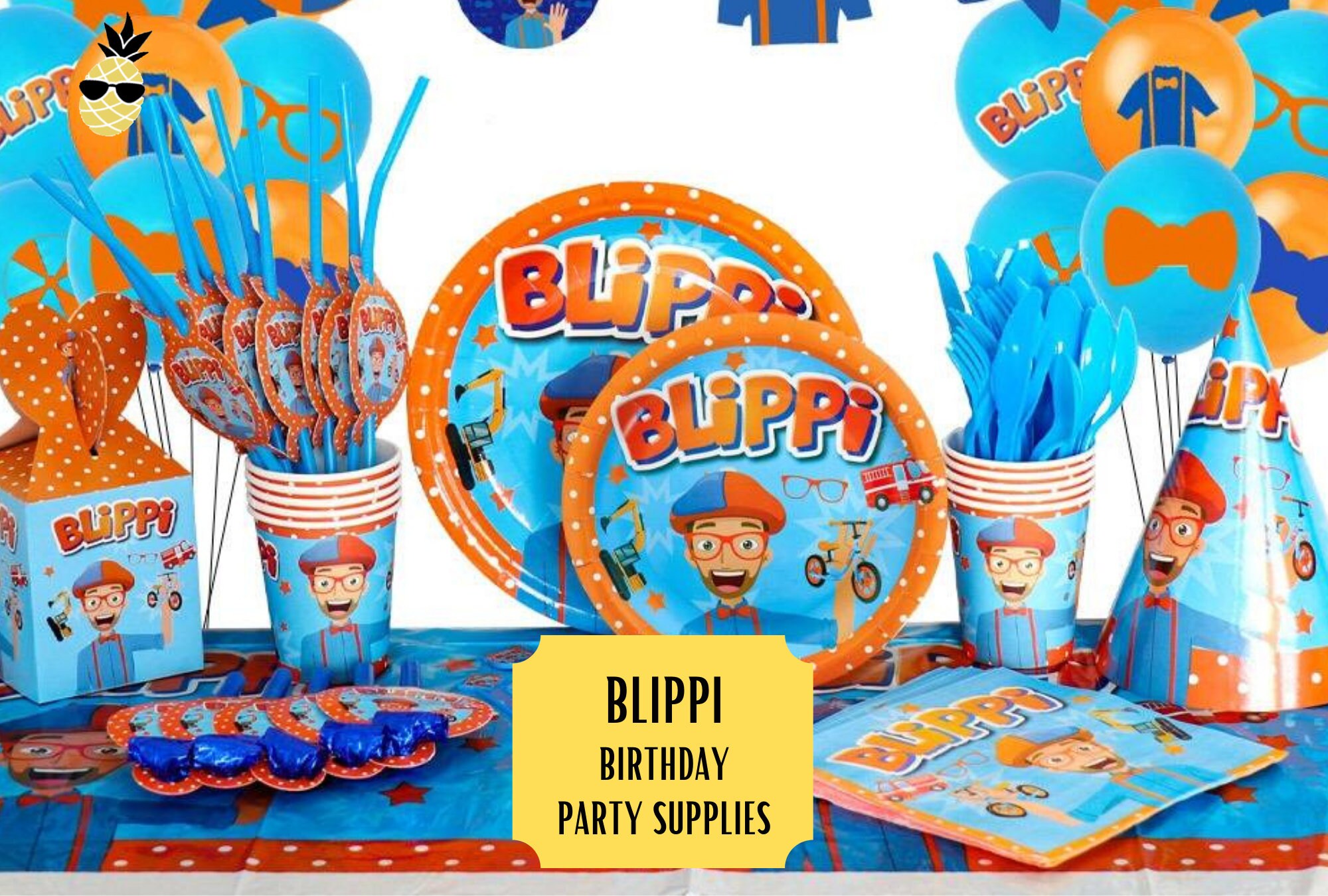 Blippie Party Decorations Tableware Plates Cupcake Toppers