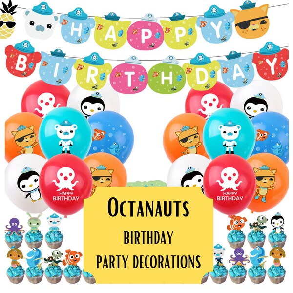 Octa nauts party decorations | birthday banner | Cake Topper | Cupcake toppers | balloons | kwazii party | kids birthday