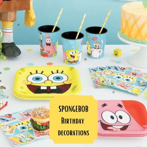 Spongebob Birthday Party Decorations Tablecloth Banner Plates