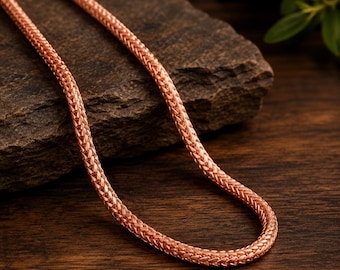 Zuiver koperen drakenbotketting, massief 3 mm, lengte 20–24 inch, genezende sieraden