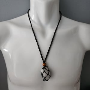 White King Quartz Crystal Pendant – Adjustable Cord Necklace, Raw Stone for Energy Amplification & Clarity