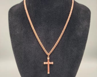 Collana con ciondolo a croce in rame massiccio – Catena da 19,5"