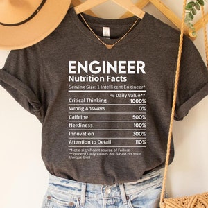 Engineer Shirt, Engineer Nutrition Facts Tee, Engineer Appreciation Shirt, Gift For Engineers, Gift For Colleagues, Critical Thinker