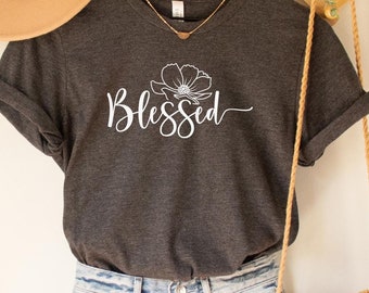 Blessed Floral T-Shirt, Christian Mom Tee