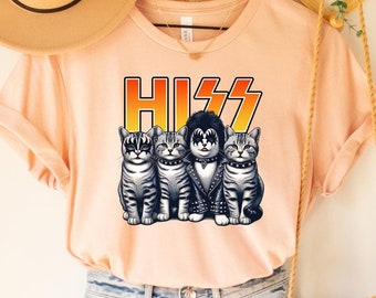 Hiss Cats Parody T-Shirt: Rockstar Kitten Tee, Funny Cat Gift