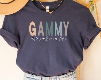 Personalized Gammy T-shirt: Custom Grandkid Names, Grandma Gift Tee