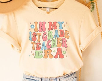 Retro 1st Grade Teacher Shirt: Floral Groovy Back To School Tee