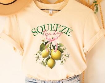 Squeeze The Day Lemon Graphic Tee: Summer Sunshine Shirt